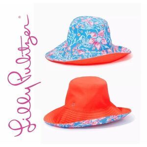 🌺 LILLY PULITZER Women's Reversible Floral UPF 50+ Coverage Canvas Sun Hat NWT